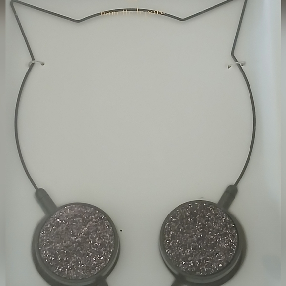 Nanette Lepore Black Glitter Cat Ear Shaped On-Ear Stereo Headphone - Picture 5 of 5